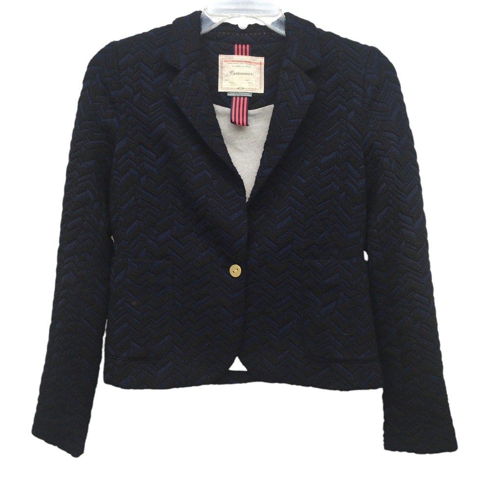 Anthropologie Cartonnier Chevron Stripe Knit Jacket Misses size 8
